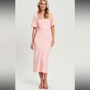Worn once. Australian brand puff sleeve midi dress in size 8 aus/size 4 US